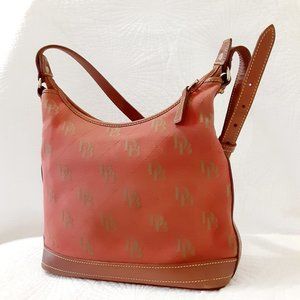 Dooney and Bourke Terracotta Logo Canvas Hobo Shoulder Bag